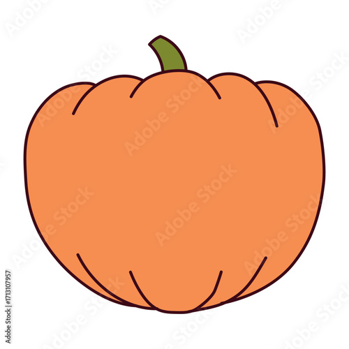 Pumpkin, squash, autumn vegetable isolated on transparent. Hand drawn vector illustration. Line art design. Halloween, Thanksgiving, harvest festival traditional holiday element, seasonal clip art