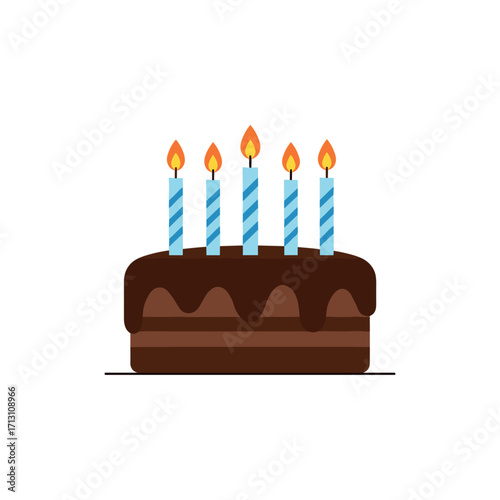 Birthday celebration cake with candles home party digital illustration festive atmosphere top view joyful moments. Vector illustration