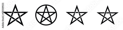 Pentagram Halloween Vector Set – Spooky Occult Star Symbols and Witchcraft Pentacles for Gothic Illustrations, Haunted House Decor, Posters, Stickers, Party Invitations, and Dark Seasonal Designs
