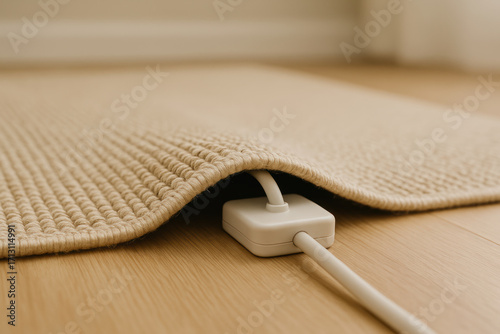 Unplug electrical safety extension cord risk carpet rug hidden plug under rug covered socket hazard