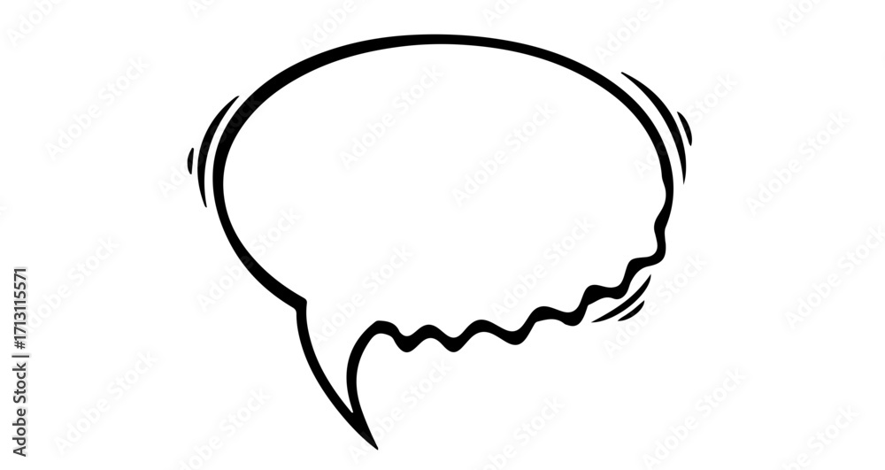 Fototapeta premium A comic-style speech bubble with a jagged edge, indicating a thought or dialogue.