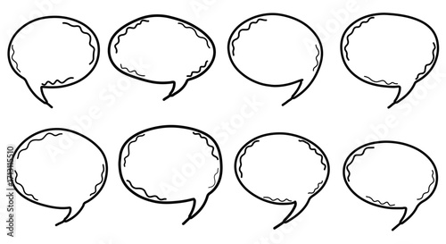 Eight empty speech bubbles arranged in two rows, ready for text or dialogue.