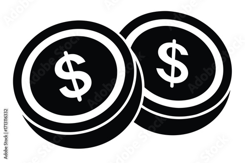 coins with dollar symbol vector icon silhouette il