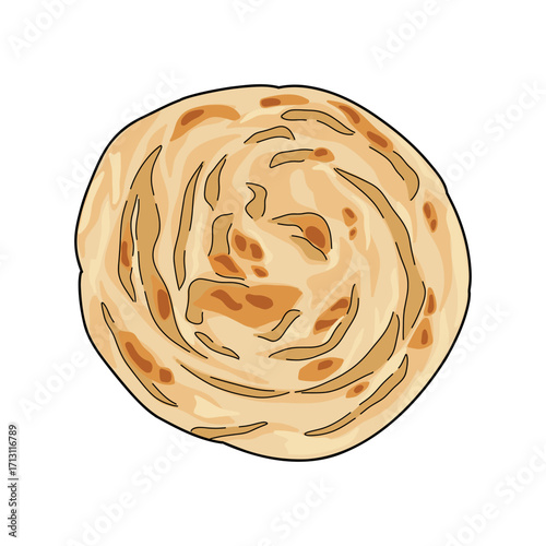 Paratha Flatbread Vector Illustration – Roti Cane