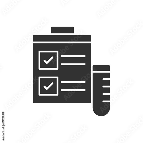 Lab Clipboard Icon - Check List With Test Tube Icon