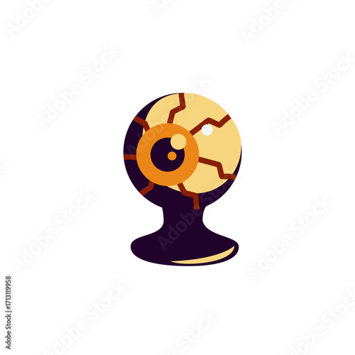 vector illustration Stylized eyeball with red veins in a crystal ball design for Halloween on transparent background