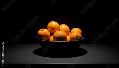 oranges in a bowl on black