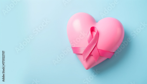 pink heart and pink ribbon