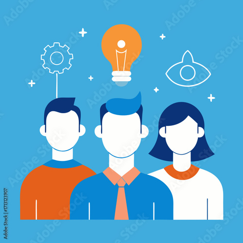 Diverse team collaborating on innovative ideas with a bright lightbulb symbol