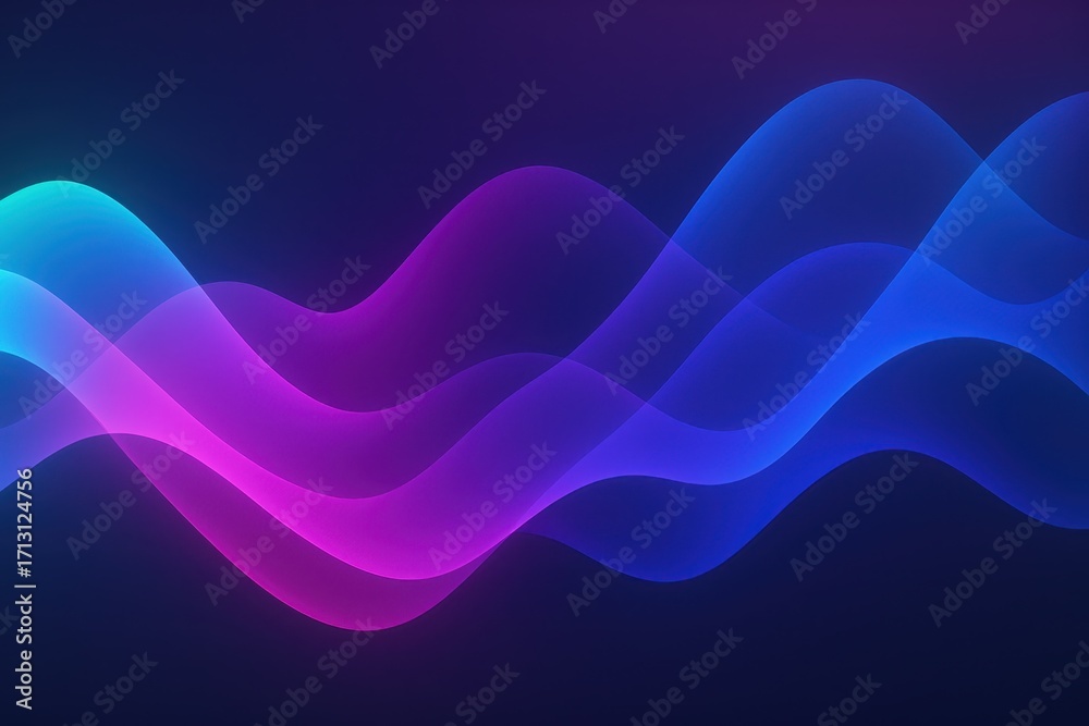 Obraz premium Vibrant digital abstract waves with flowing gradients soft glow and smooth curves creating a modern tech background for presentations and web design
