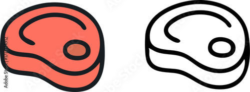 Raw Steak Icon Set Meat Cut Illustration.