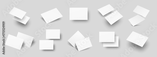 Realistic set mockup business card ,credit credit, gift card: 8 pc mockup. Blank business card, credit credi, gift card with realistic shadows isolated on light background. Vector 10 eps.