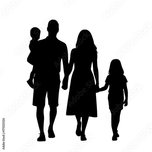 Joyful family silhouette walking together hand in hand, cherishing precious moments and creating lasting memories.
