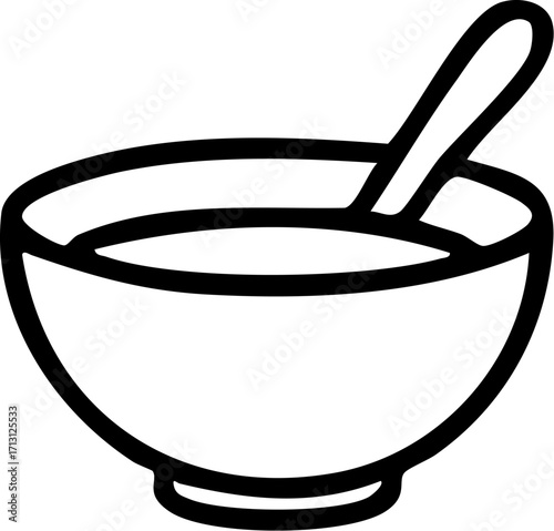 Simple Bowl of Soup with Spoon.