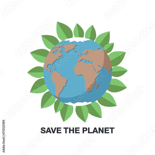 Save the planet environmental awareness campaign global infographic green creative design. Vector illustration