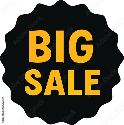 Big Sale Announcement on Black Background with Yellow Text.