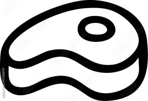 Simple Line Art Steak Icon.