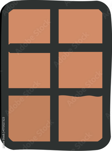 Simple Window Frame with Six Panes.