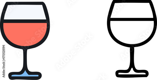 Wine Glass Icon Set.