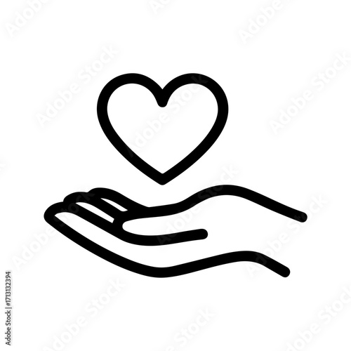 Elegant hand holding heart symbol for charity, donation, love, and support concepts - Minimalist design for modern healthcare and social campaigns