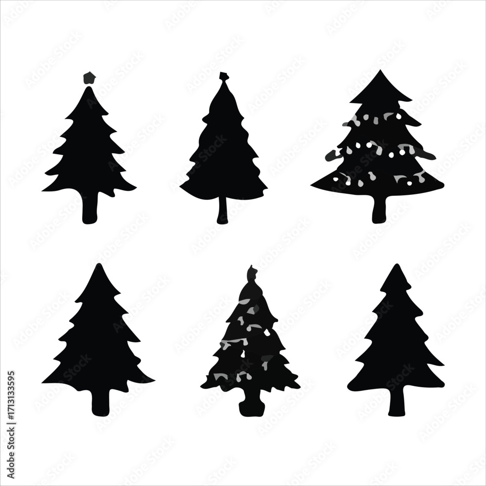 Obraz premium Christmas vector art tree logo designs