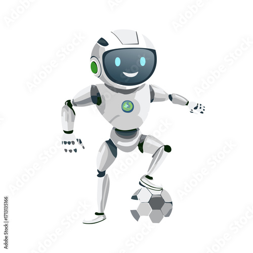 Futuristic Robot Playing Football, Ai-Powered Soccer Athlete