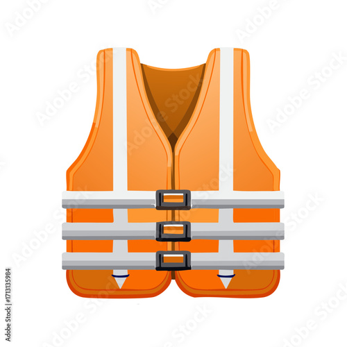Orange Life Vest Illustration for Water Safety and Boating Gear