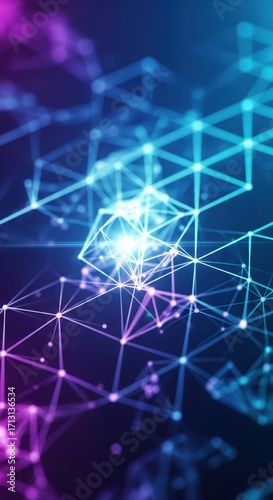 Abstrakte 3D-Plexus-Netzwerkstruktur mit leuchtenden Knoten