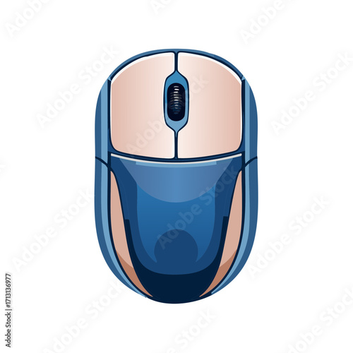 Blue and Beige Computer Mouse Vector Illustration