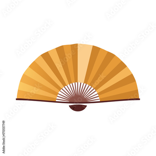 Elegant opened traditional oriental hand fan illustration cultural cooling accessory