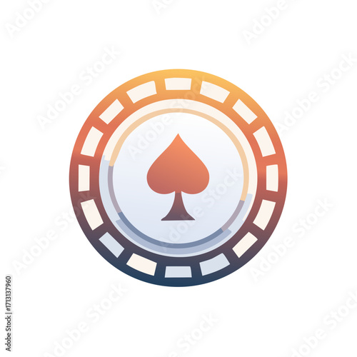 Elegant Casino Chip with Spade Suit Symbol Gradient Style Illustration