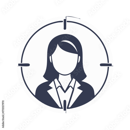 Woman in Business Target Focus Vector Icon Seeking New Opportunities Businesswoman Illustration
