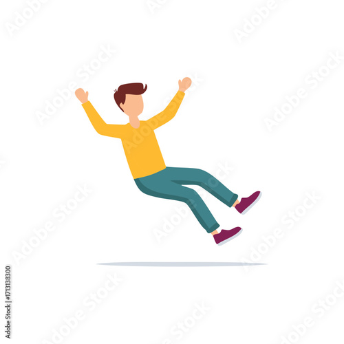 Illustration of person falling or slipping with arms raised for balance