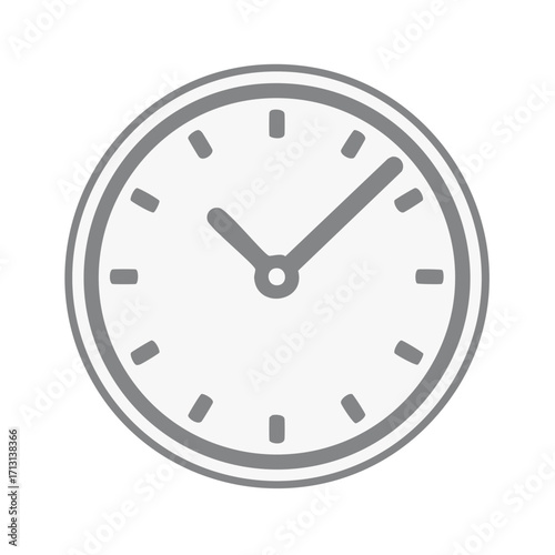 Minimalist analog clock face with grey hands indicating approximately 1105