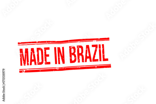 Red Rubber Stamp with made in brazil Text – Grunge Style Office or Legal Concept