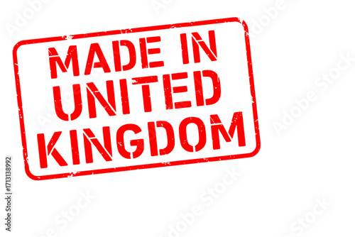 Red Rubber Stamp with made in united kingdom Text – Grunge Style Office or Legal Concept