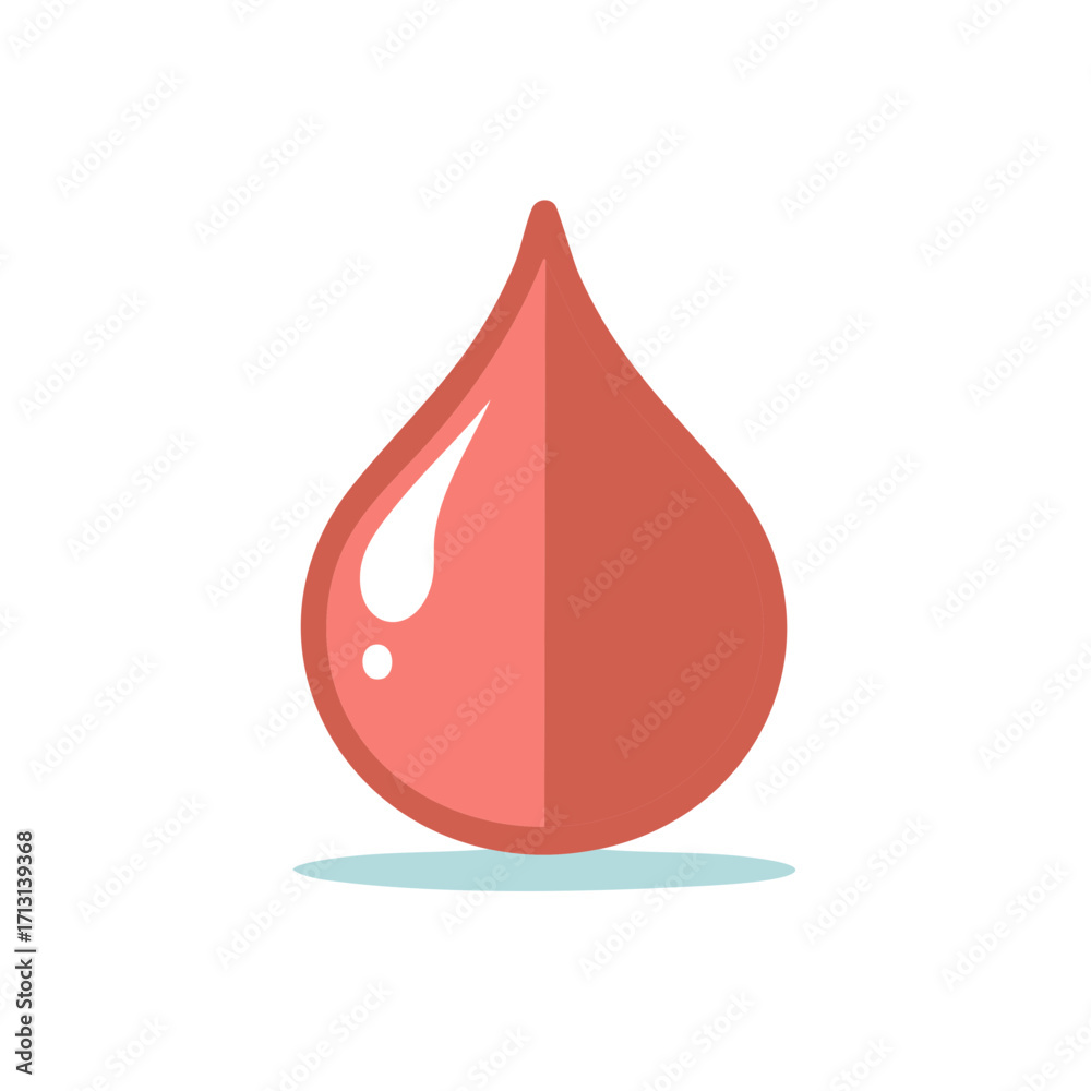 Fototapeta premium Stylized blood drop illustration with light reflections, concept for medical or donation designs