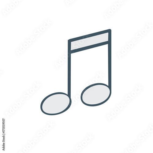 Illustration of a musical note, music symbol icon design element for creative designs and concepts