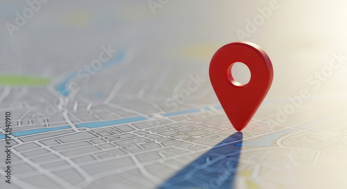 Red Map Pin on City Map, GPS Location and Navigation Concept