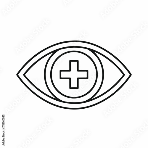 Eye care symbol of vision and health. Concept eye care is vision correction, plus eye and health care treatment. Good eye care is good vision and health.