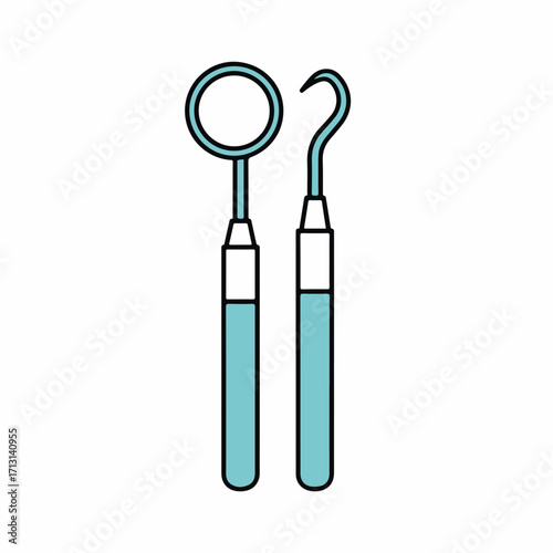 Dental instruments against white backdrop showcasing dental tools. Dental instruments include oral hygiene equipment and necessary tools.