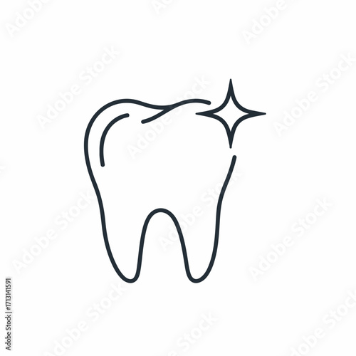 Isolated tooth icon depicting dental care for oral hygiene, showing a shining clean tooth. Clean tooth with star represents healthcare and dentistry treatments.