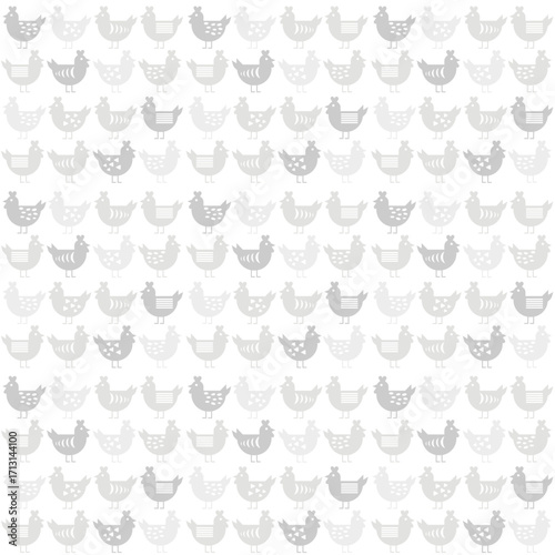 Nordic Chicken Seamless Pattern Background (Gray)