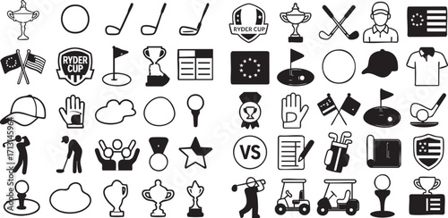 Collection of Golf Icons and Symbols for Sports and Leisure 1.