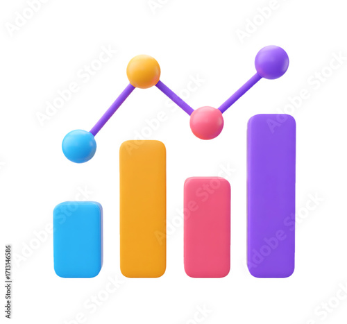 Business Growing Graph 3d render icon 3d Vector icon