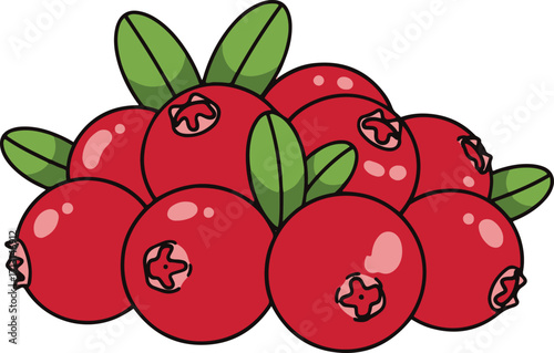 A delightful cluster of plump, red cranberries, rendered in a charming pixel art style, sits nestled together. Each berry is meticulously detailed, showcasing its smooth skin and subtle shading. 