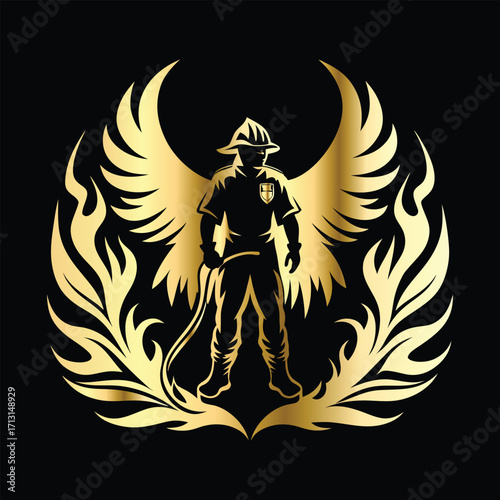 Firefighter Mascot Logo Cartoon Illustration - Creative Vector Design for Firefighting Themed Logos