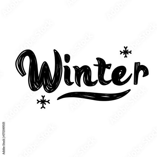 winter lettering hand drawn