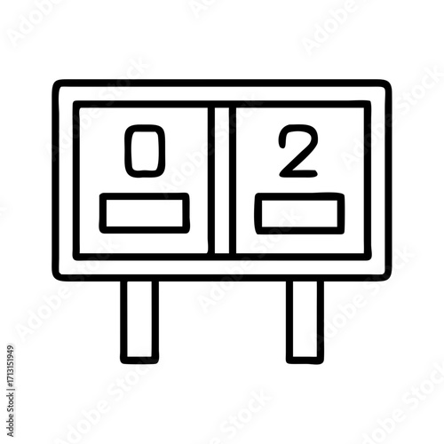 Scoreboard icon vector illustration showing game score zero two for sports and competition events