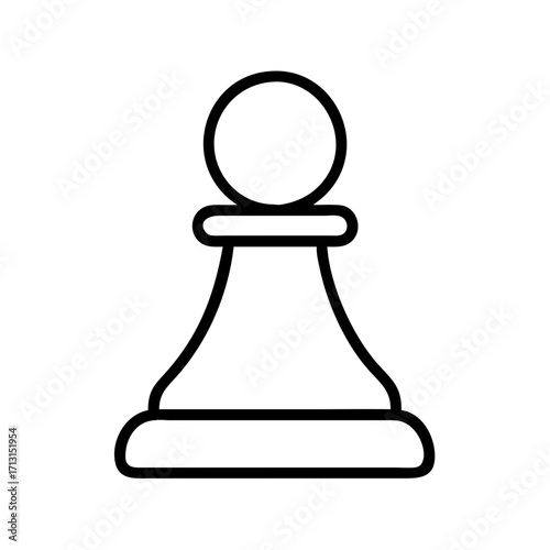 Chess pawn icon vector illustration outline style chess piece symbol strategy game element design concept